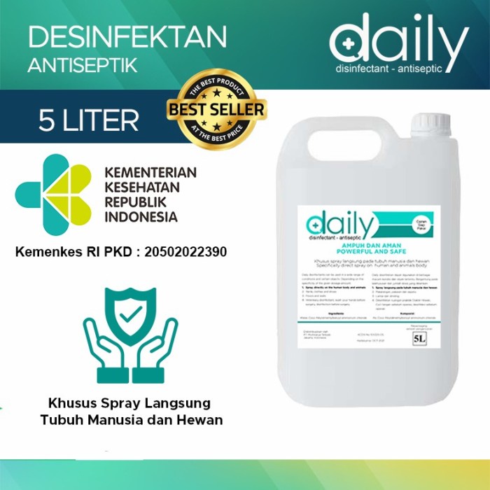 DESINFEKTAN ANTISEPTIC REGULER &amp; PREMIUM ANTI BACTERIAL 5 LITER 5L SIAP PAKAI - [INSTANT/SAMEDAY]