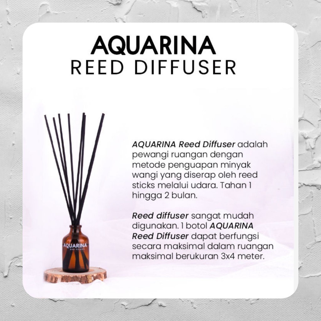 Aquarina Reed Diffuser Pengharum Ruangan Pewangi Aromaterapi Stick Aromatherapy Pewangi Ruangan