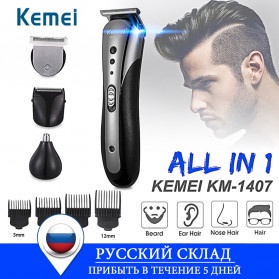 Kemei Alat Cukur Elektrik Hair Trimmer Shaver Rechargeable - KM-1407 - Black