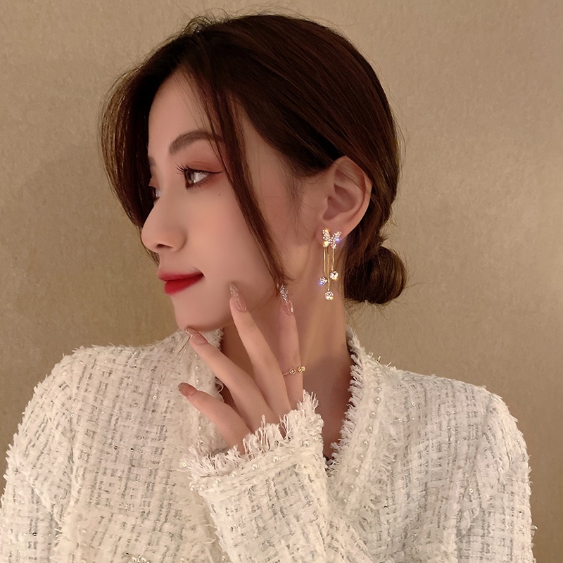 Flash Berlian Kupu-Kupu Berpohon Anting-Anting Aksesoris Telinga Pesta Korea Wanita