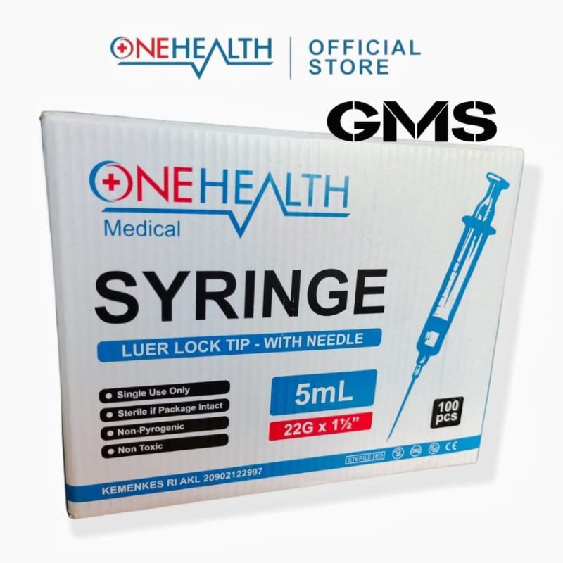 Syringe 1cc , 3cc , 5cc , 10cc , 20 cc Onehealth / Onemed Per Box isi 100 Pcs / Spuit Onehealth