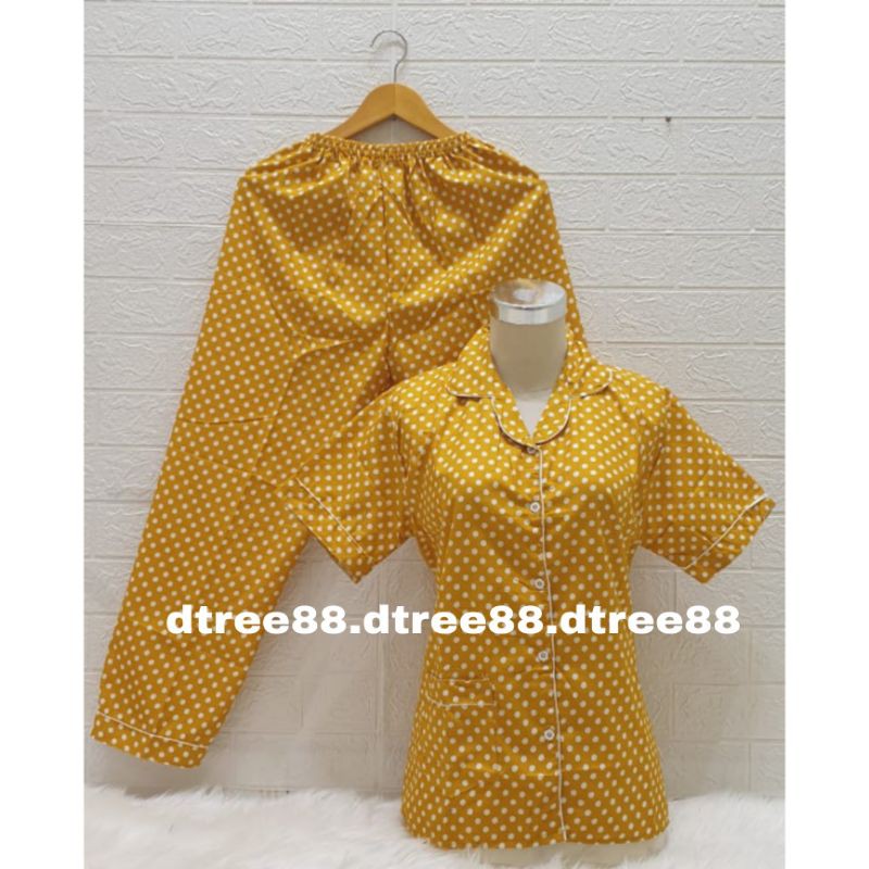 Dtree . baju tidur piyama cp dewasa karakter.piyama dewasa murah baju tidur cp karakter-Polkadot gold