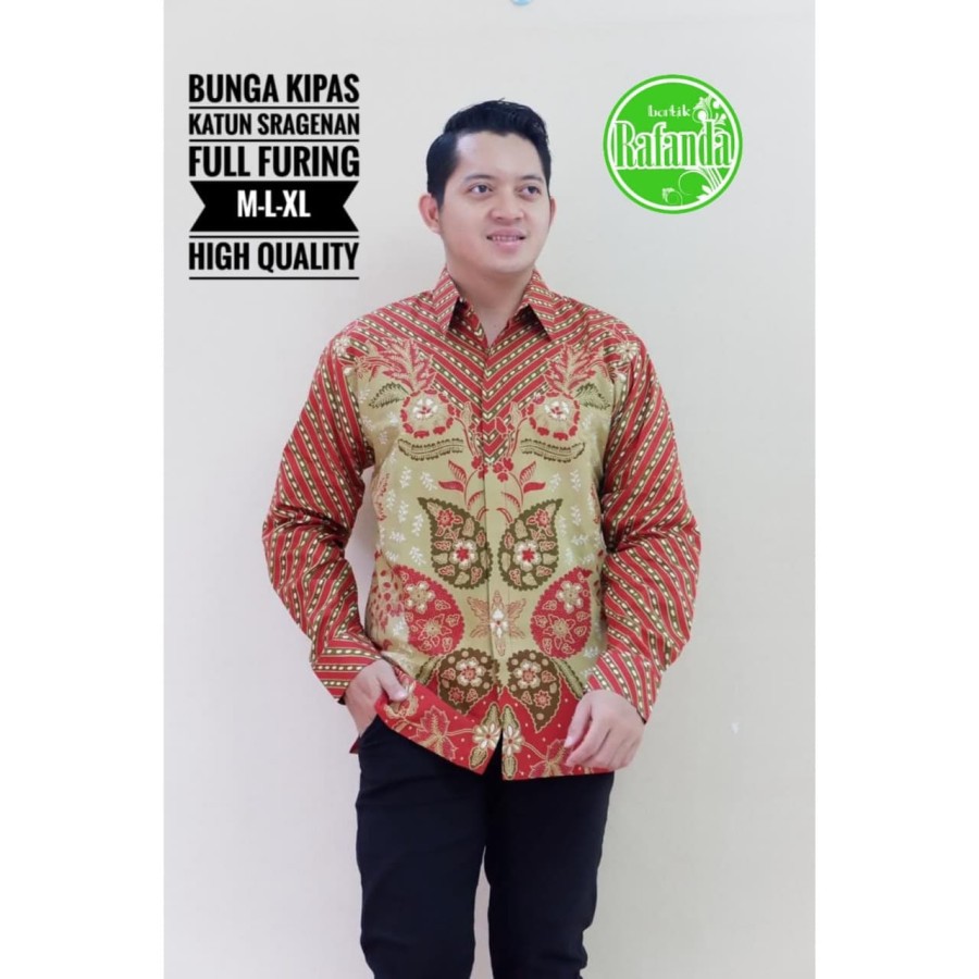 Bunga Kipas Kemeja Batik Pria Pendek Full Furing by Rafanda