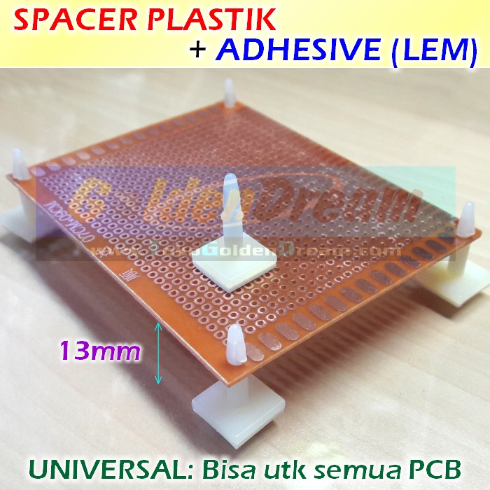 SPACER PCB PLASTIK 13MM KAKI DUDUKAN PENJEPIT LEM STIKER SELF ADHESIVE