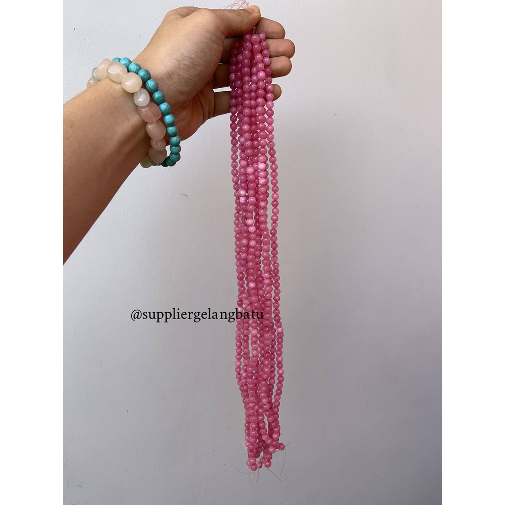 batu kristal red borneo pink 6mm banjar crystal stone healing serat bahan strap mask kalung gelang