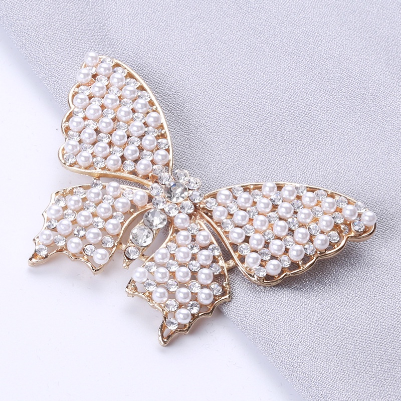 Bros Bentuk Kupu-Kupu Aksen Mutiara Dan Berlian Bahan Akrilik Untuk Unisex