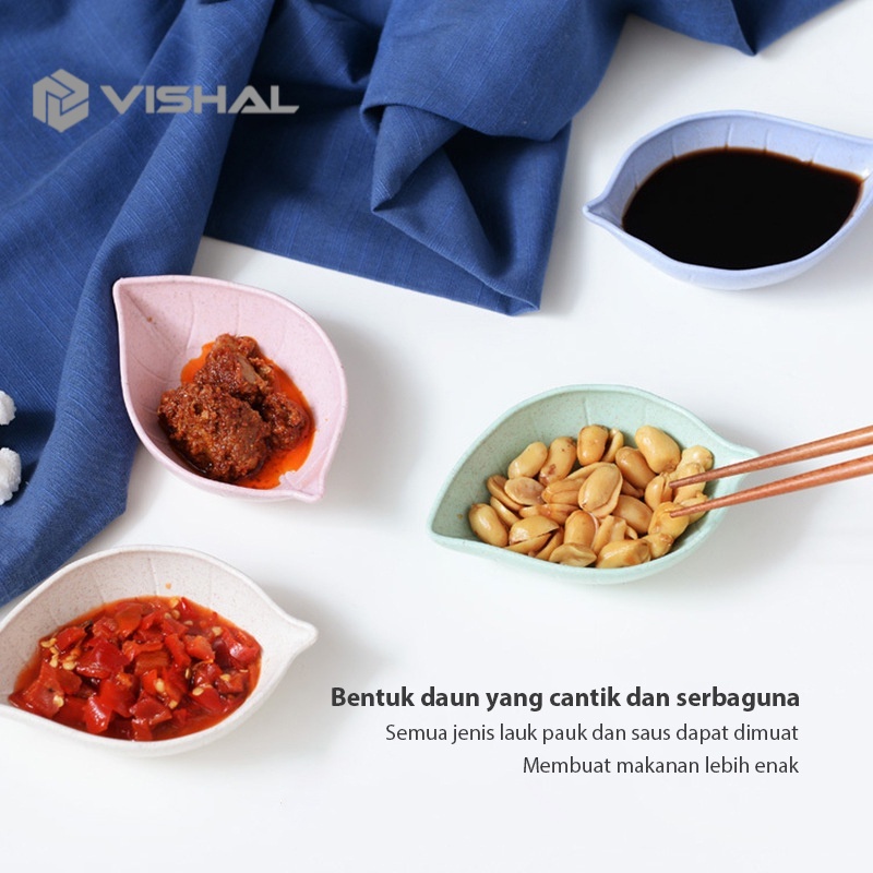 VISHAL Piring Bumbu Kecap Mangkok Daun Tempat Sambal Kecap Impor High Quality VS-53