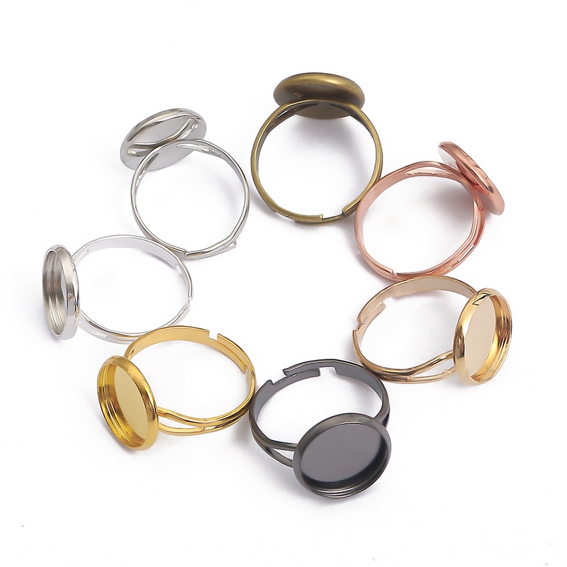 10 Pcs Cincin Kosong Adjustable Ukuran 10 12 14 16 18 20 25 mm Untuk Membuat Perhiasan