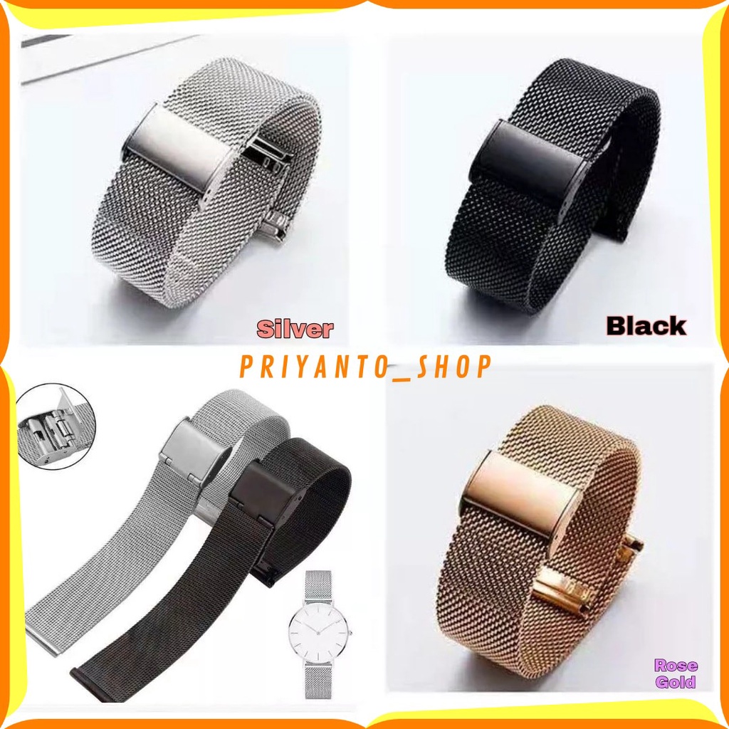 Strap Tali jam tangan shark mesh Rantai Rante stainless pasir 14MM 16MM 18MM 20MM 22MM 24MM