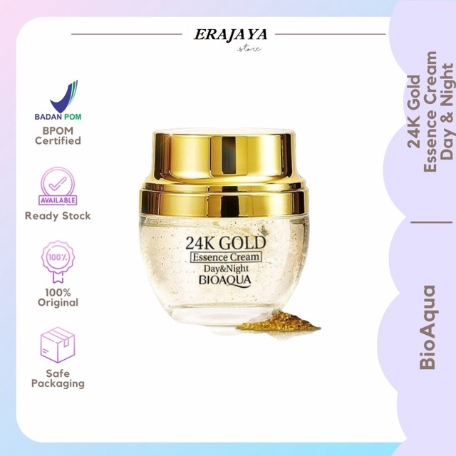 BIOAQUA 24K GOLD ESSENCE CREAM DAY NIGHT PELEMBAB WAJAH EMAS BPOM