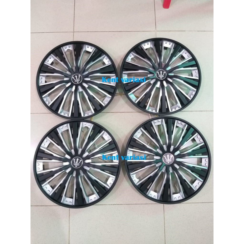 Cover Dop Roda Mobil Ring 13 &amp; 14 SPORT WHEEL Silver Kombinasi Hitam Mobil Universal