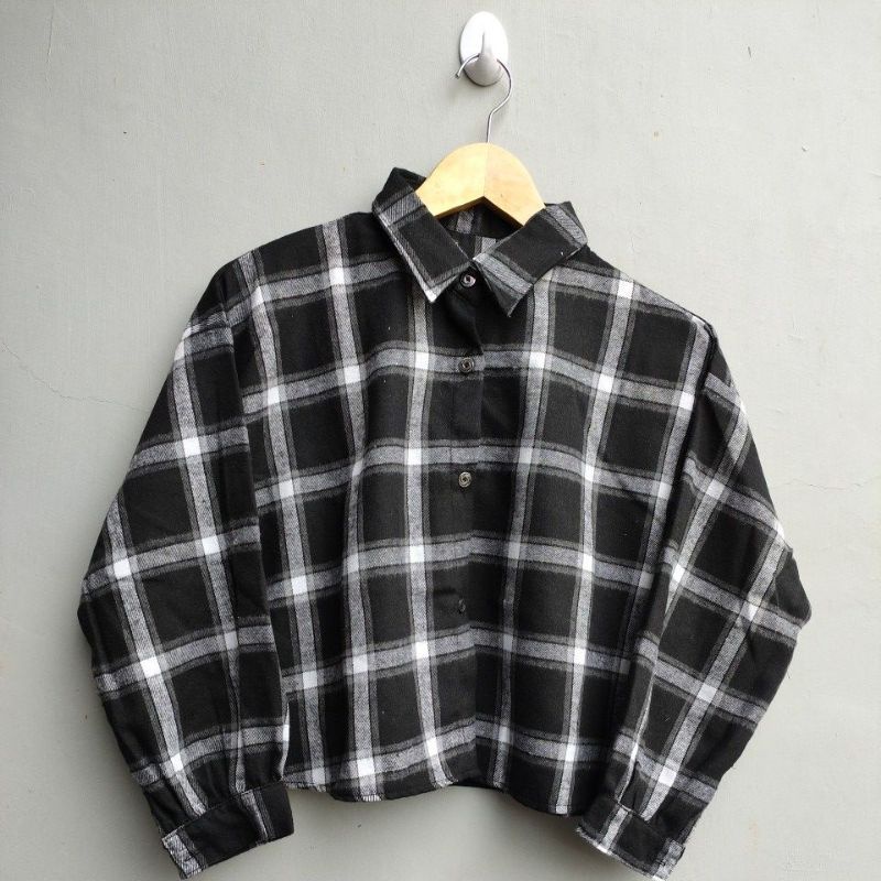 crop top tartan / crop top flanel / kemeja crop wanita-Motif 19