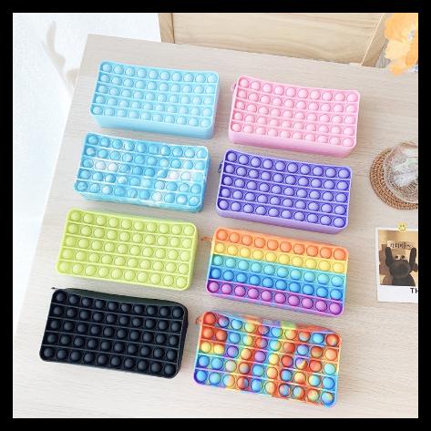 

SILICON PUSH POP BUBBLE FIDGET STATIONERY BAG PENCIL/ HP/ COSMETIC BAG - BLUE WHITE