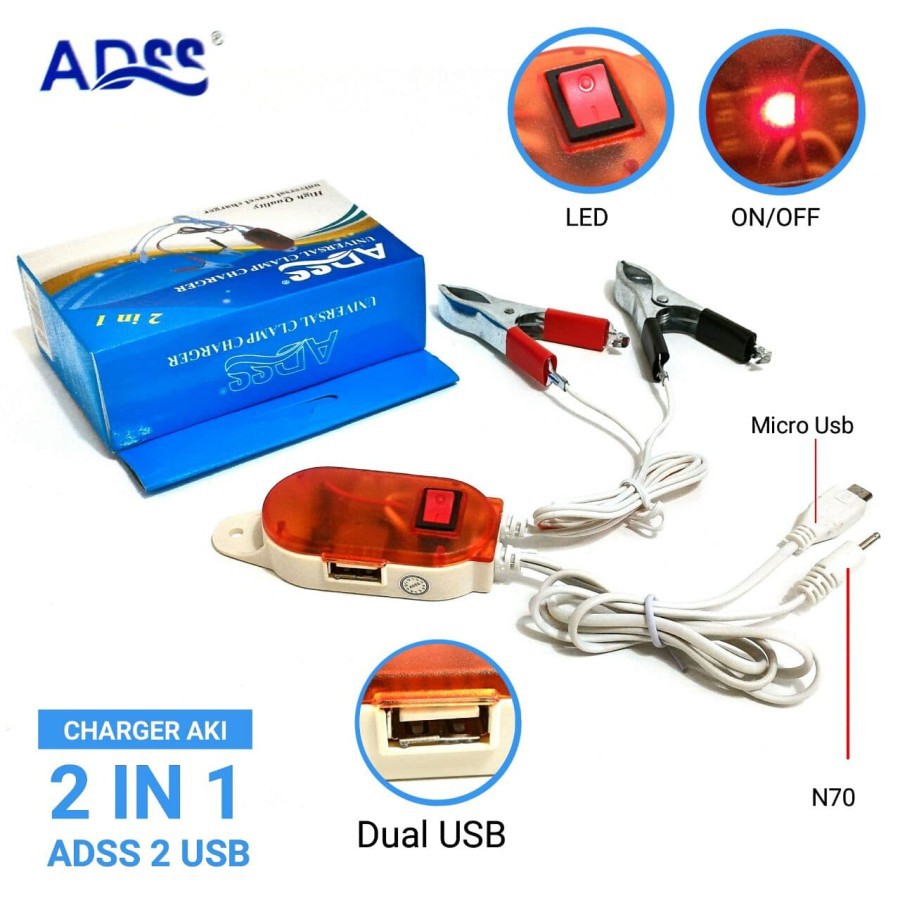 Charger HP Aki 2 in 1 / Charger Aki HP ADSS