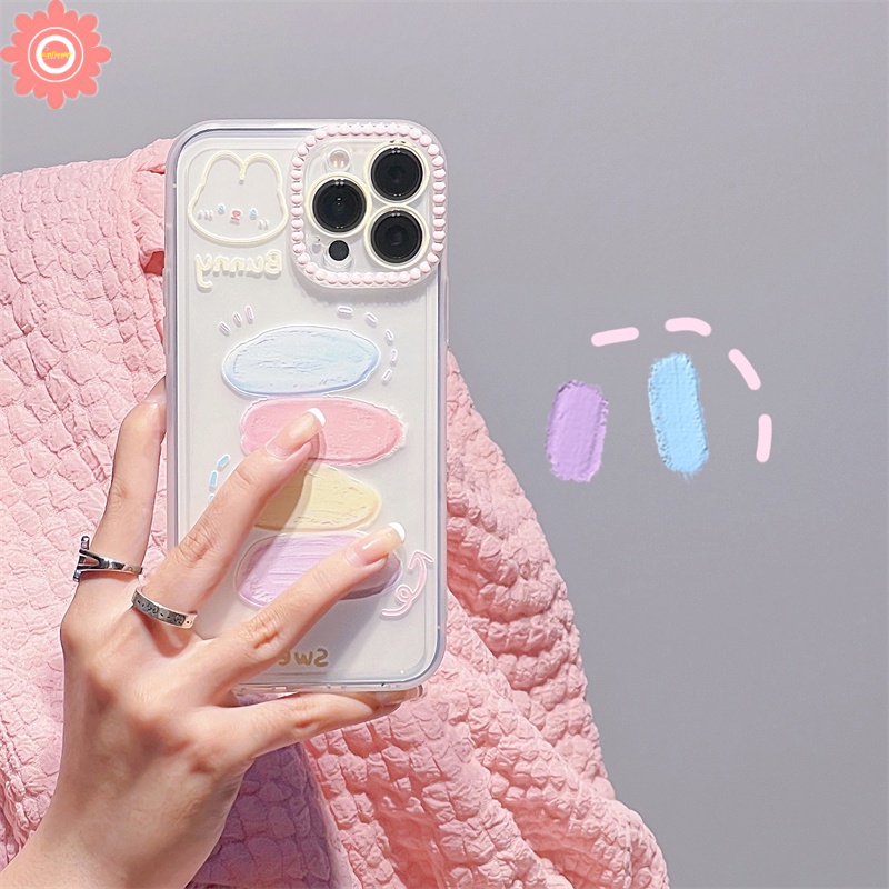 Soft Case TPU Transparan Motif Lukisan Kelinci Untuk IPhone 11 13 12 Pro Max 7Plus 8Plus XR 6 6S 7 8 Plus X XS Max SE 2020 12Pro 13Pro