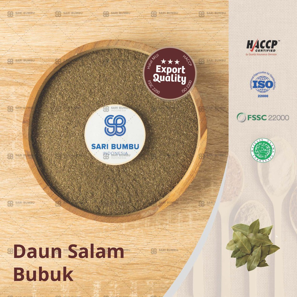 

Kaenomeefood- Daun Salam Bubuk Premium 250gr kualitas ekspor sebagai Penyedap Rasa Non MSG Halal MUI