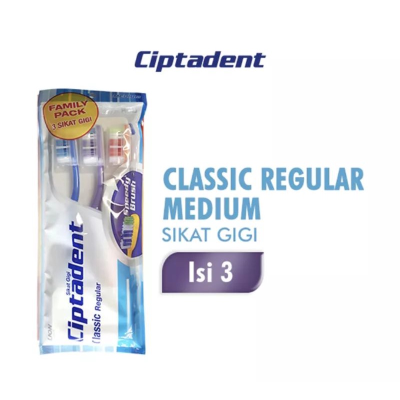 CIPTADENT Sikat Gigi Classic Regular Medium 3pcs