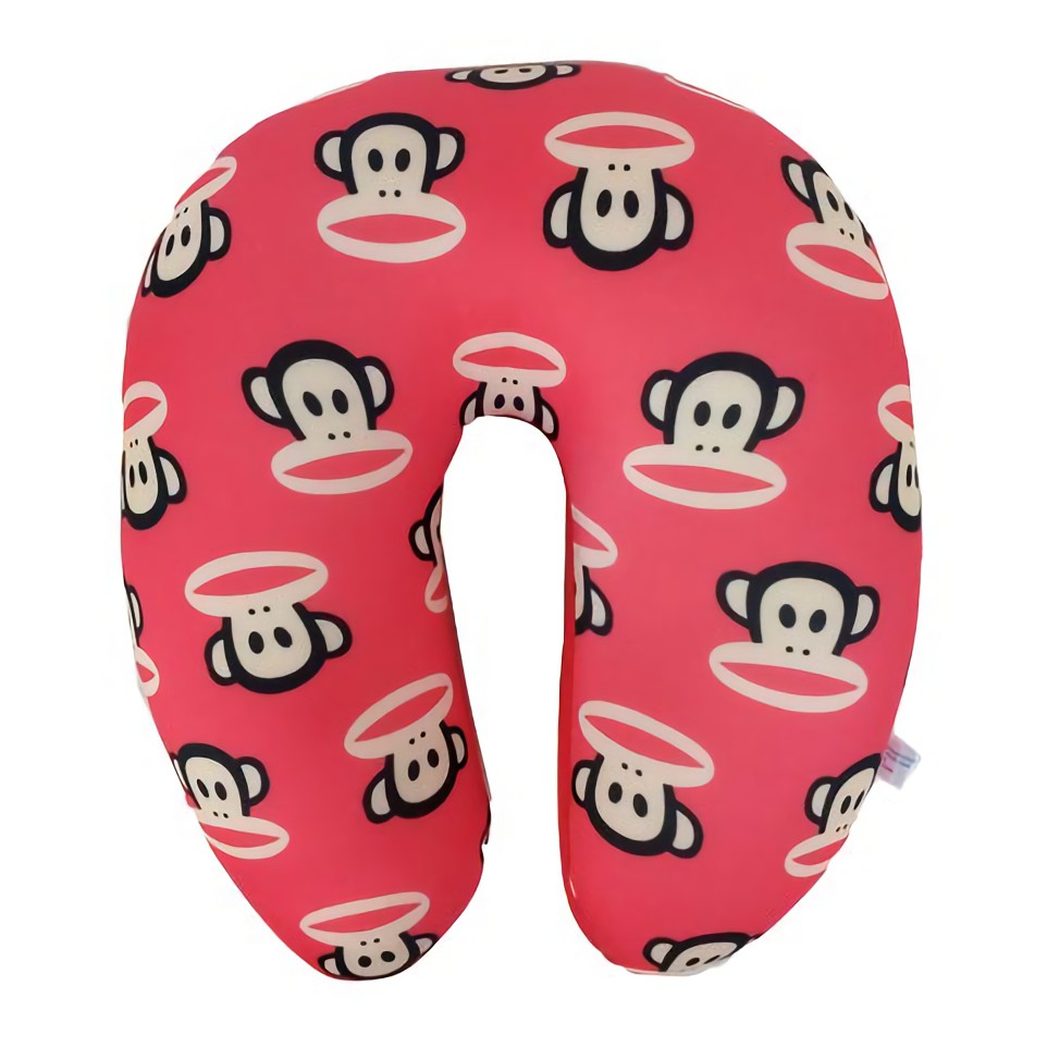 Bantal Leher Lycra Isi Styrofoam untuk Travel - Paul Frank Red