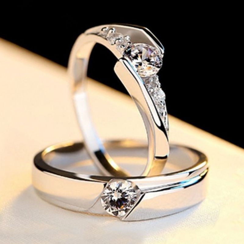 Cincin Couple Perak 925 Adjustable Tunangan Pria Wanita Sterling Silver Ring Cicin Kawin Murah  Cinc