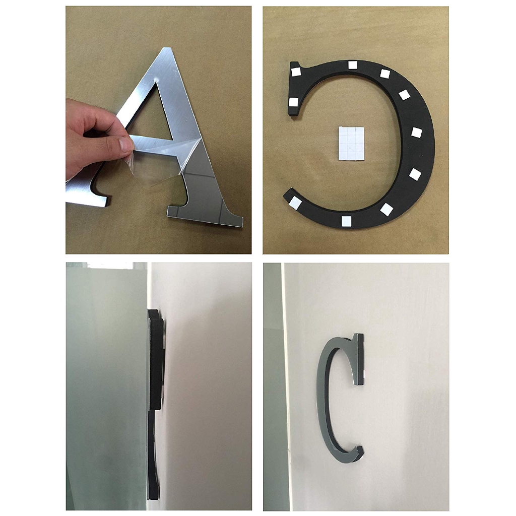 DIY Stiker Dinding Model Cermin Bahan Akrilik Mudah Dilepas Gambar 26 Huruf 3D untuk Dekorasi Rumah