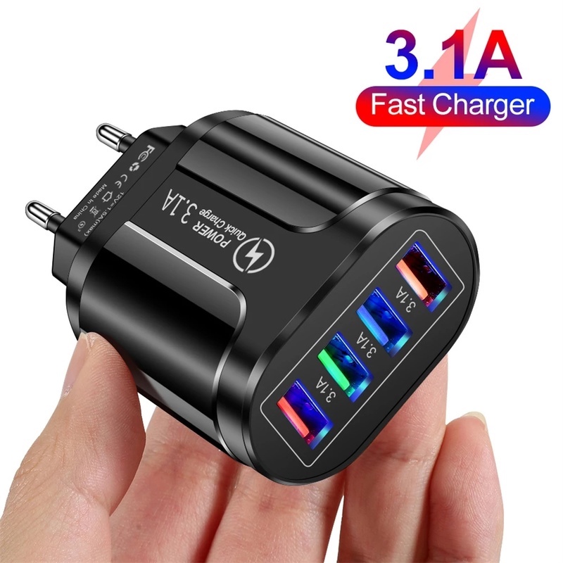 Kepala Charger 4 Port Usb Warna-Warni Untuk Travel