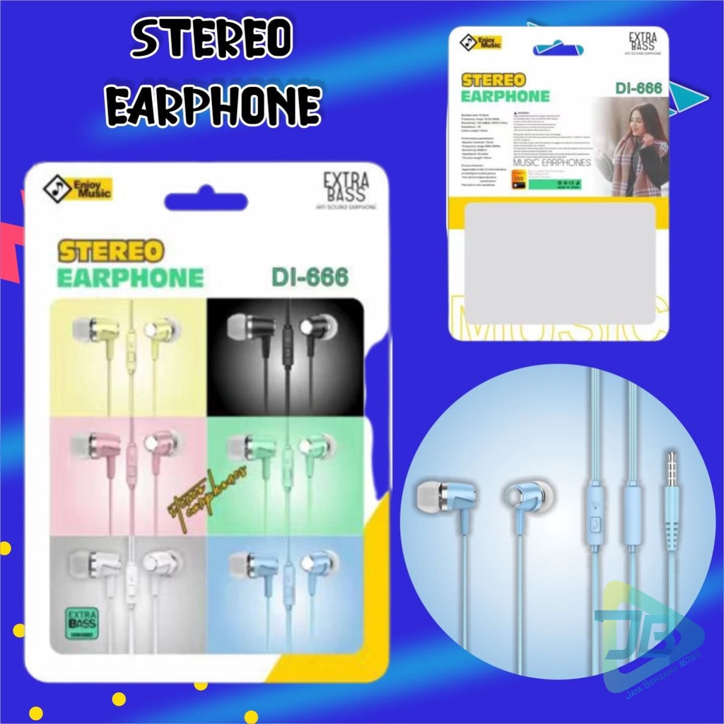 Earphone Headset Hf headsfree macaron piston super BASS DI666 for oppo Samsung vivo xiaomi Infinix realme JB5594