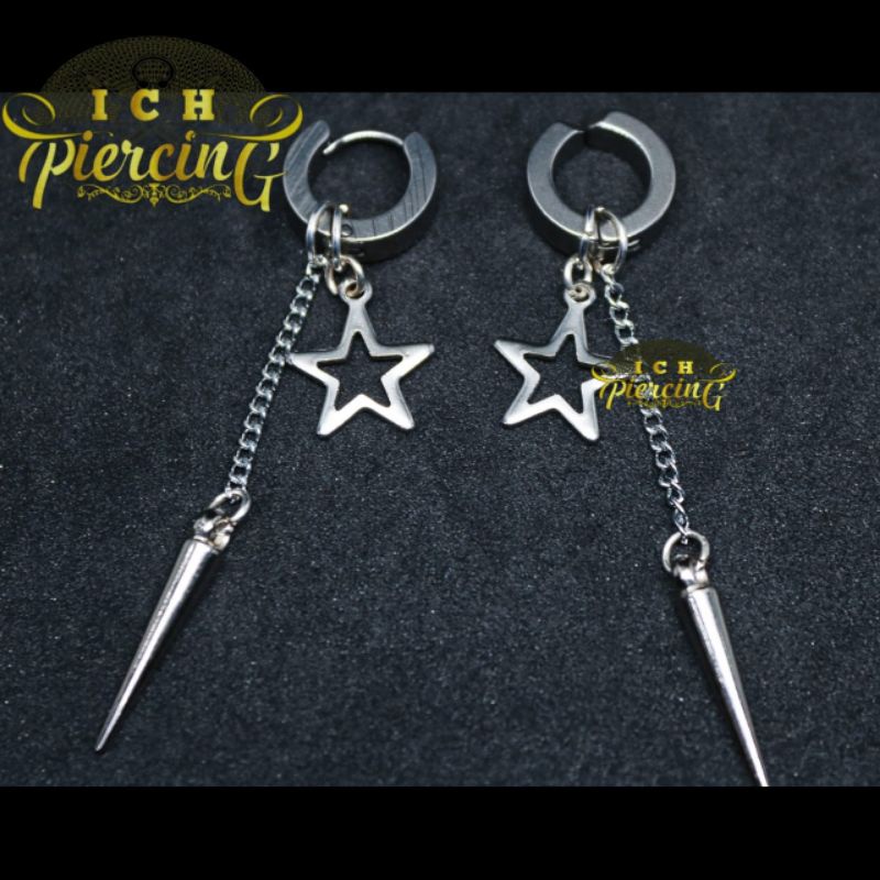Anting K-Pop Gantungan Model Bintang Rante Tmbak Titanium steel / Anting BTS / anting pria / Anting wanita / Anting stainless steel / Anting Viral
