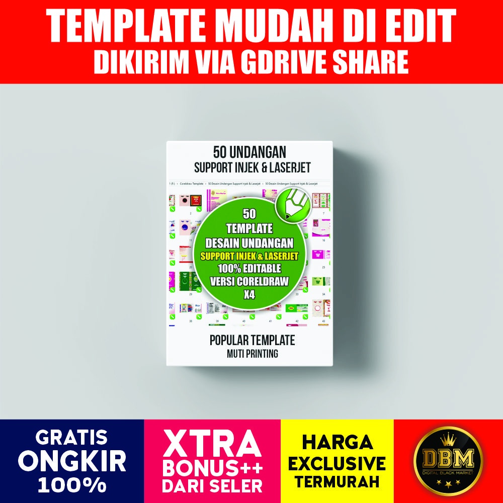 50 Undangan Support Injek &amp; Laserjet Cdr Only - Coreldraw Template