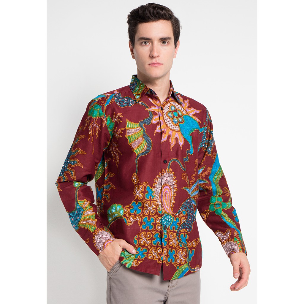 Jual Arjuna Weda Kemeja Pria Batik Bunga Lantana | Shopee Indonesia