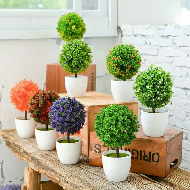  Pot  Tanaman  Hias Artificial Bulat Shopee  Indonesia