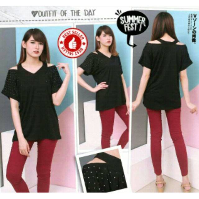 Blouse bigsize bahubolong mote spandex rayon