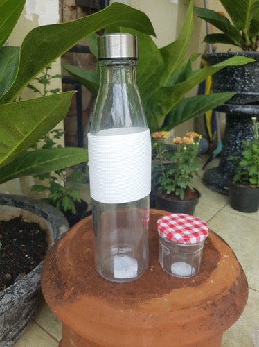 Botol Kaca Tutup Stainless 750 Ml Silicone Holder | Glass Bottle | Drinking Bottle