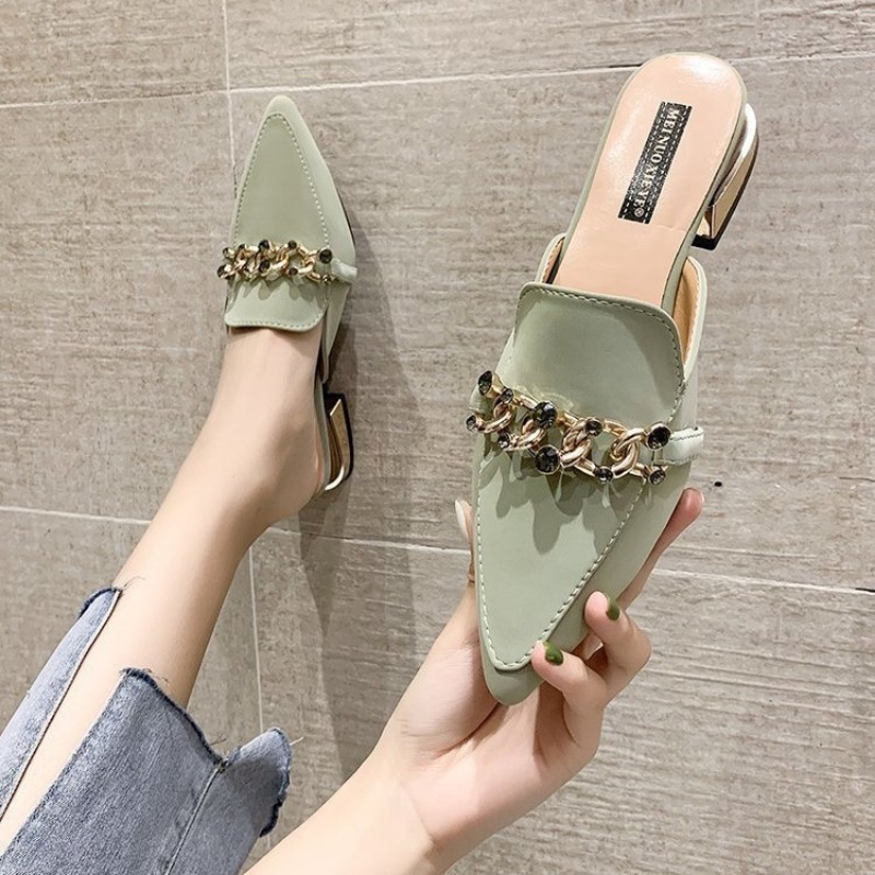 [✅BISA COD] Sandal Wanita Import Chain Slip On 10777