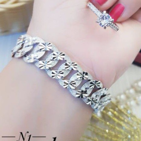 Xuping Silver Set Gelang dan Cincin HL286