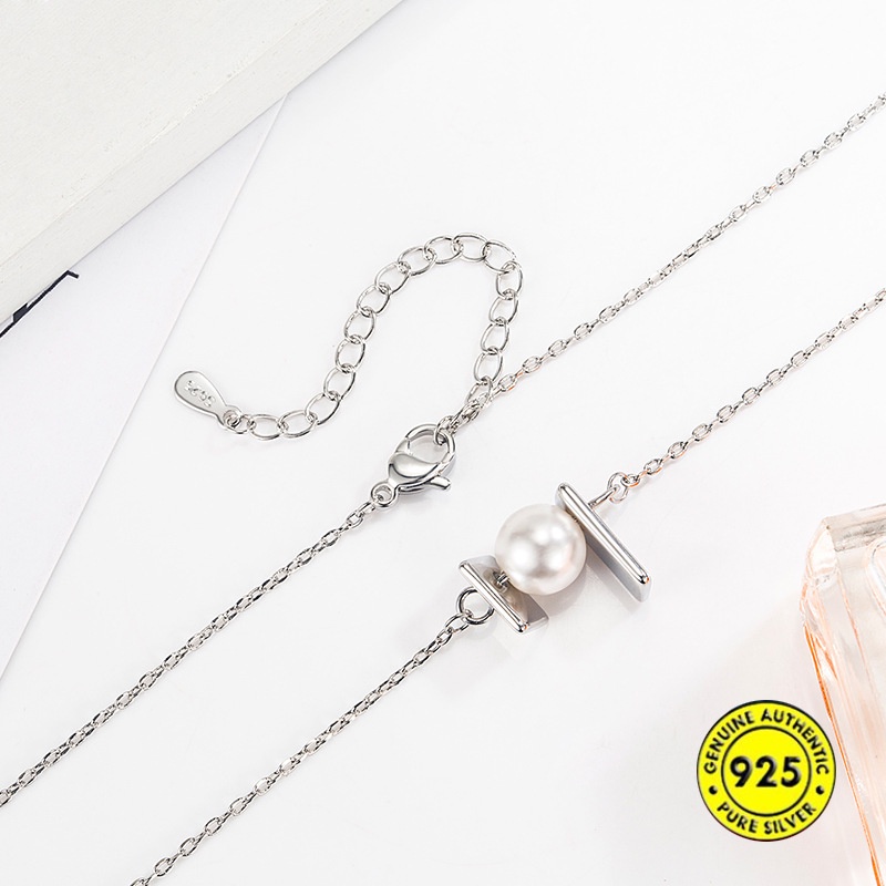 Kalung Mutiara Kecil Warna Silver Gaya Retro Untuk Wanita