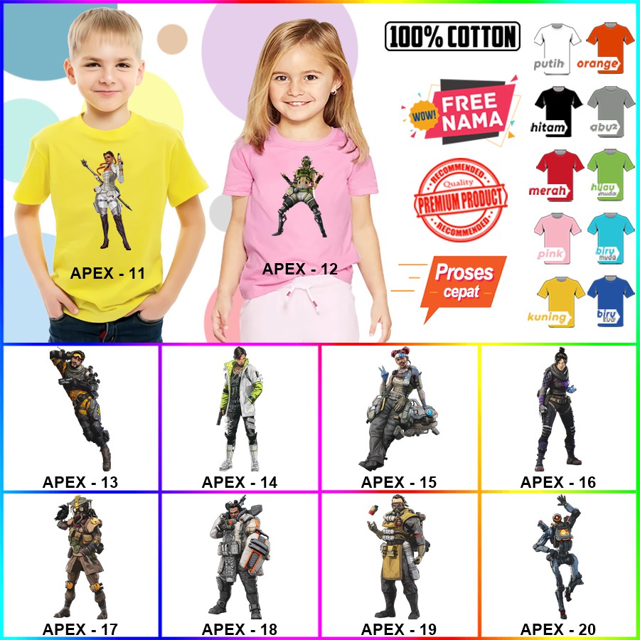 Baju Kaos ANAK DAN DEWASA APEX LEGENDS COUPLE (FREE NAMA)