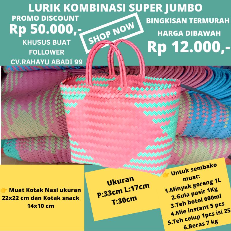 Tas Anyaman Plastik Lurik SUPER JUMBO untuk belanja Tas bingkisan hampers sembako