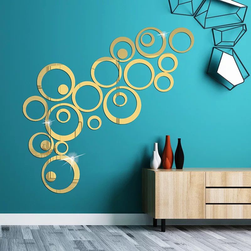 Stiker Cermin Akrilik Ring Bubble Dekorasi Dinding