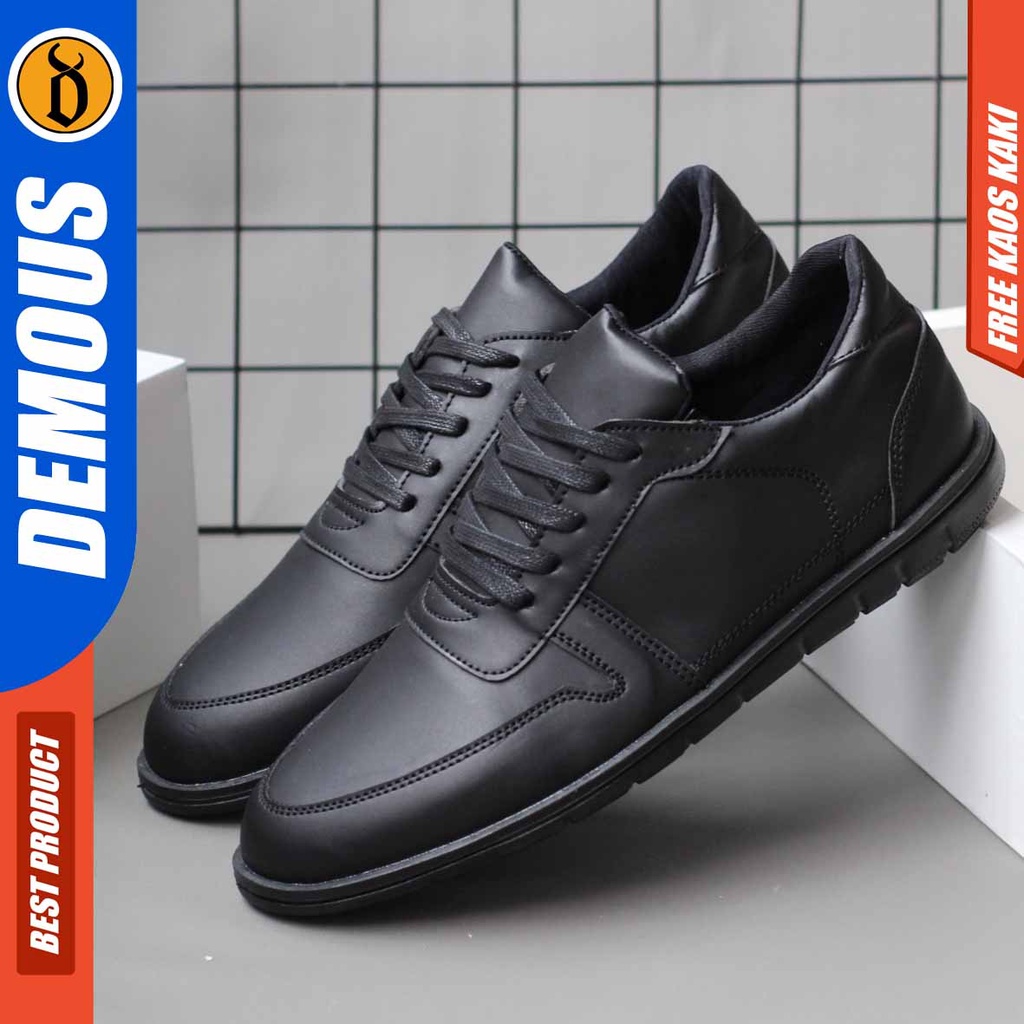 DEMOUS MUGEN Sepatu Kasual Formal Kerja Kulit Pu Hitam