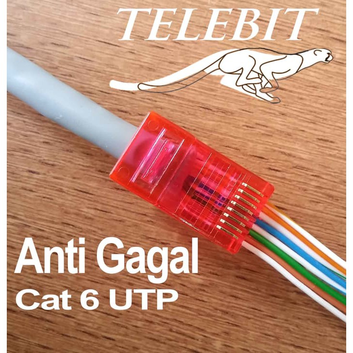 Konektor RJ45 Gold Plated UTP CAT 6 TELEBIT Anti Gagal Harga Satuan