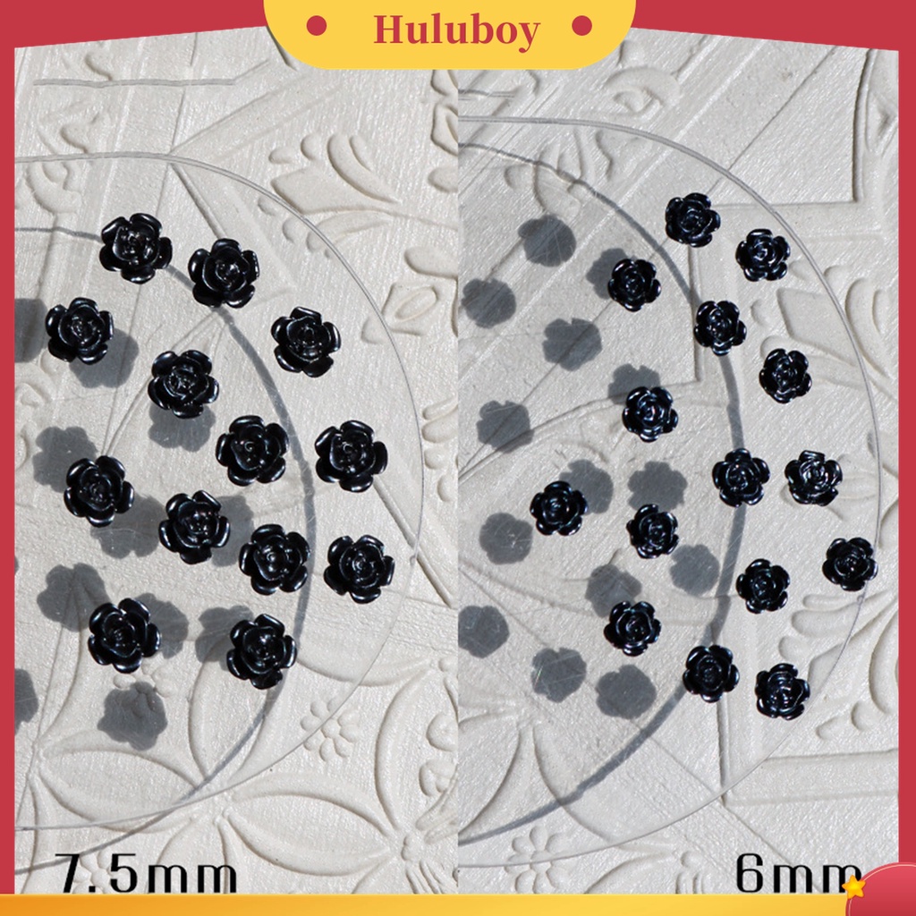 Huluboy Huluboy♡ 50pcs / Kantong Ornamen Bunga Camellia Hitam Tiga Dimensi Untuk Dekorasi Kuku Wanita
