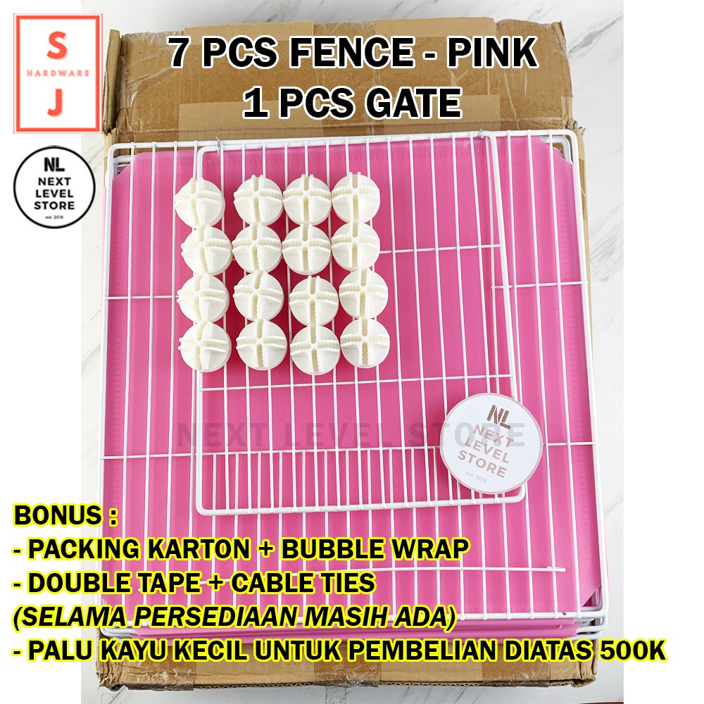 SJHardware Pet Fence Kandang Anjing Kucing Kelinci Pagar Plastik PINK -  Small Size 35x35cm