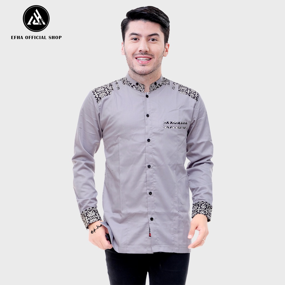 Baju Koko Pria muslim terbaru / Kemeja Muslim polos terlaris bestseller/kombinasi batik exclusive