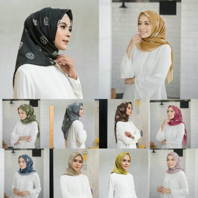 Monogram Scarf by Heaven Lights Premium Kerudung Jilbab Hijab Segiempat Square Segi Empat Ultrafine 