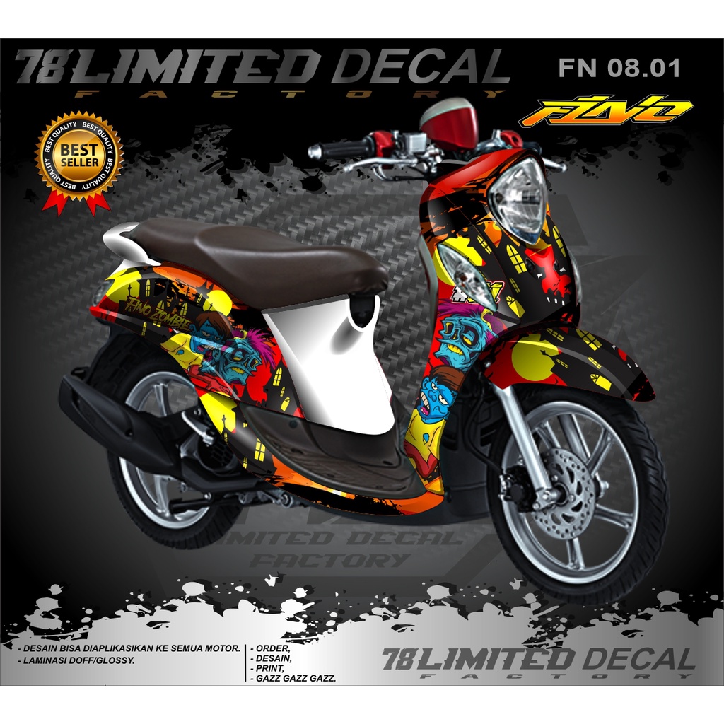 Decal Sticker Fullbody Motor Yamaha Fino Desain Zombie 08.01
