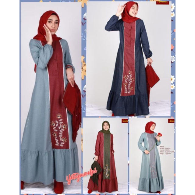 Abaya DANNIS A210703 Biru - Navy - Maroon - Abu