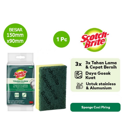 3M Scotch Brite Sabut Spons Cuci Piring Premium Hijau Heavy Duty ID 31 NEW