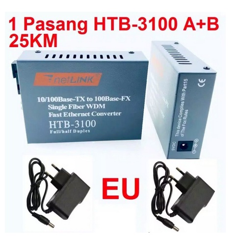 itstore Sepasang Netlink HTB 3100 A+B Fiber Optic Media Converter HTB-3100 10/100Mbps RJ45