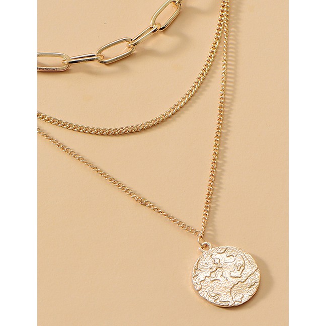 LRC Kalung Fashion Gold Color Alloy Multilayer Round P82893