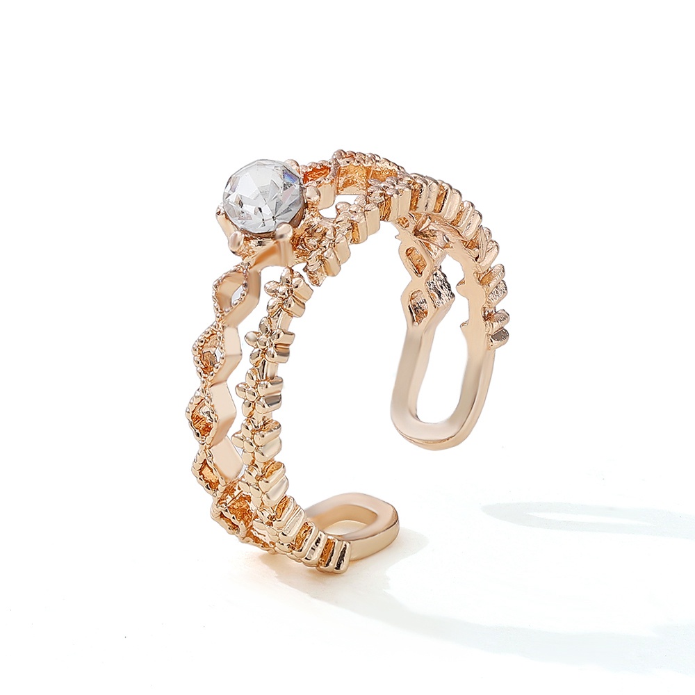 Cincin Wanita Model Terbuka Bahan Cubic Zircon Ukuran Adjustable Untuk Pesta Pernikahan